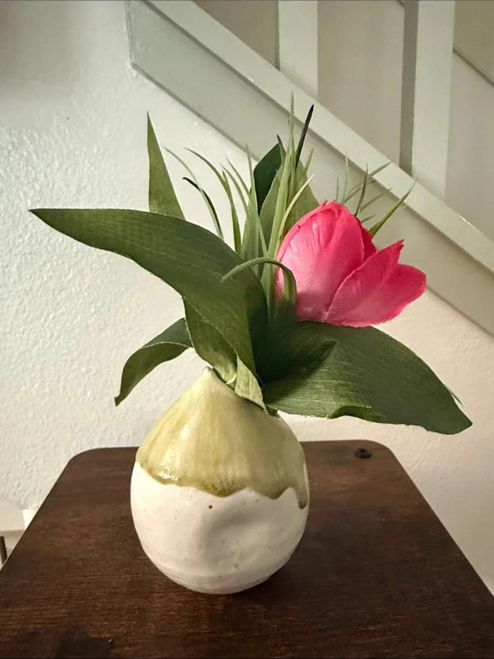 Green-Top Ceramic Vase